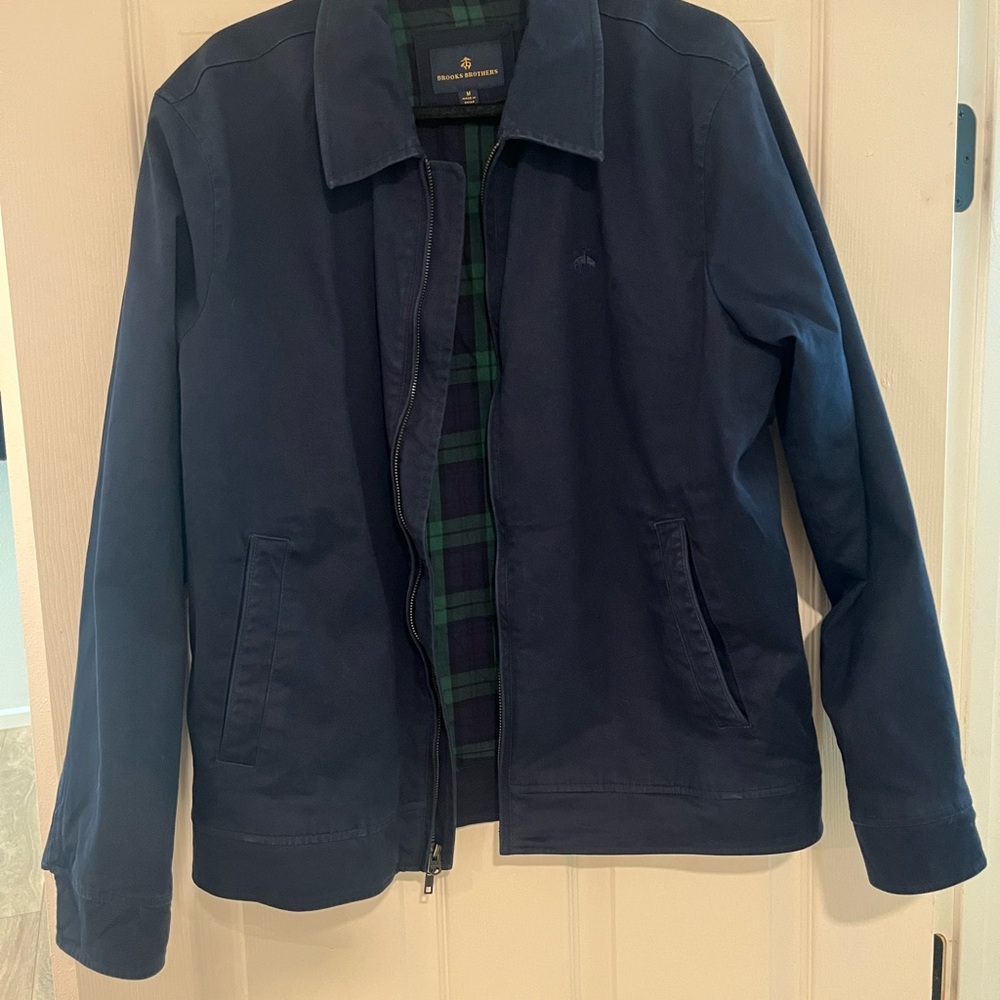 Brooks Brothers Navy Twill Cotton Bomber Jacket – Size M